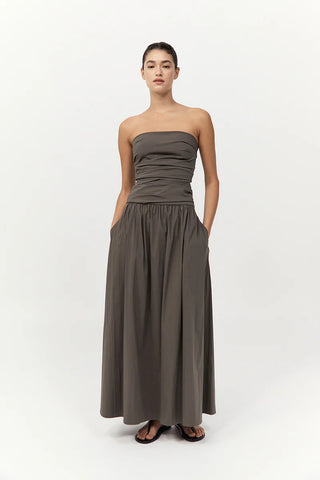 St. Agni Gathered Strapless Tie Back Dress