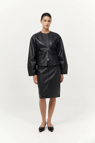 St. Agni Utility Cocoon Leather Bomber