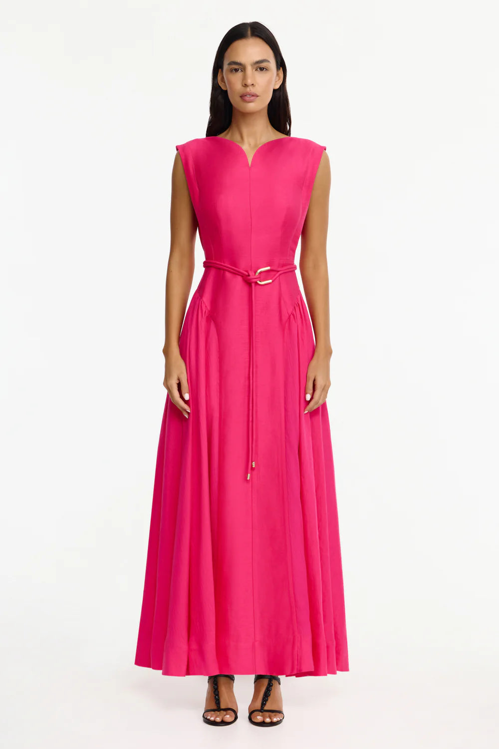 Acler Women's Alvie Linen-Blend V-Neck Maxi Dress - Magenta
