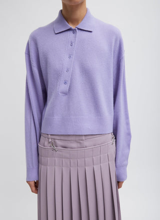 Tibi Washable Cashmere Easy Polo Cropped Sweater
