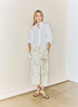 Tibi Calcimin Denim Trouser Zip Skirt