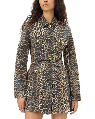Ganni Foil Print Denim Dress