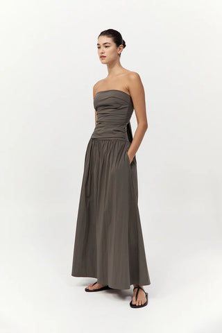 St. Agni Gathered Strapless Tie Back Dress