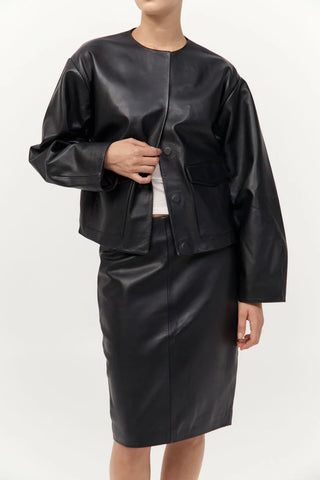 St. Agni Utility Cocoon Leather Bomber