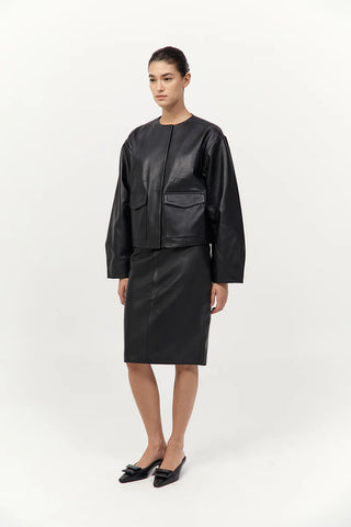 St. Agni Utility Cocoon Leather Bomber