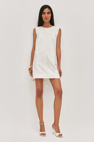 aje white dress - Chateau Mini - Cira Mini Dress-IVORY / 4
