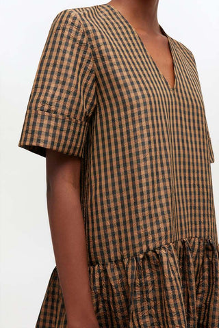 Ganni Taffeta Check Dress