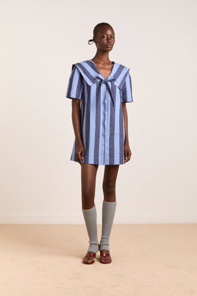 Damson Madder Goldie Stripe Minidress in Blue at Nordstrom, Size 12 Us