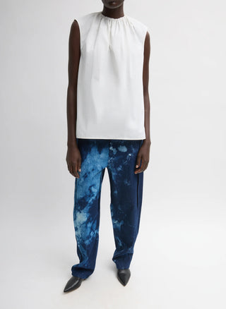 Tibi Lotte Nylon Shirred Neck Top