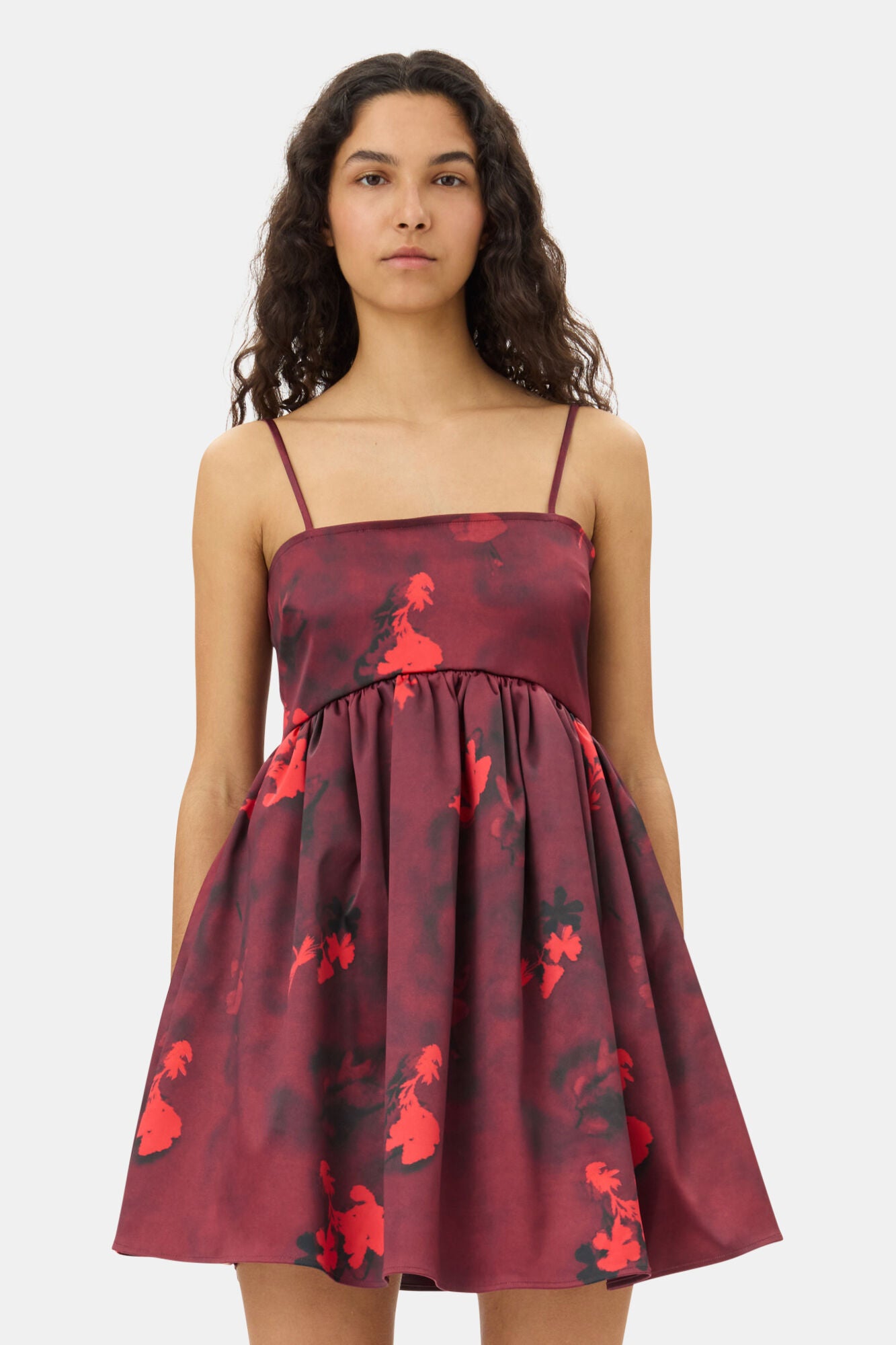 ganni double satin dress Ganni Double Satin Halter Neck Dress in Wild Orchid