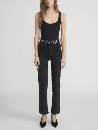 Frame Le Sleek Straight Studded Jeans