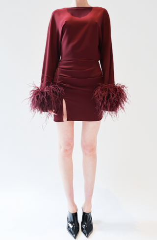 Lapointe Drape Crepe Feather Dress