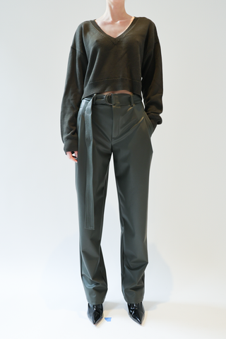 Lapointe Faux Leather Belted Trouser
