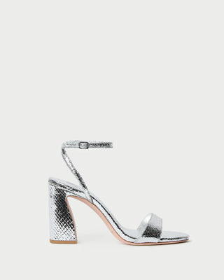 Loeffler Randall Malia Silver Snake Embossed Sandal