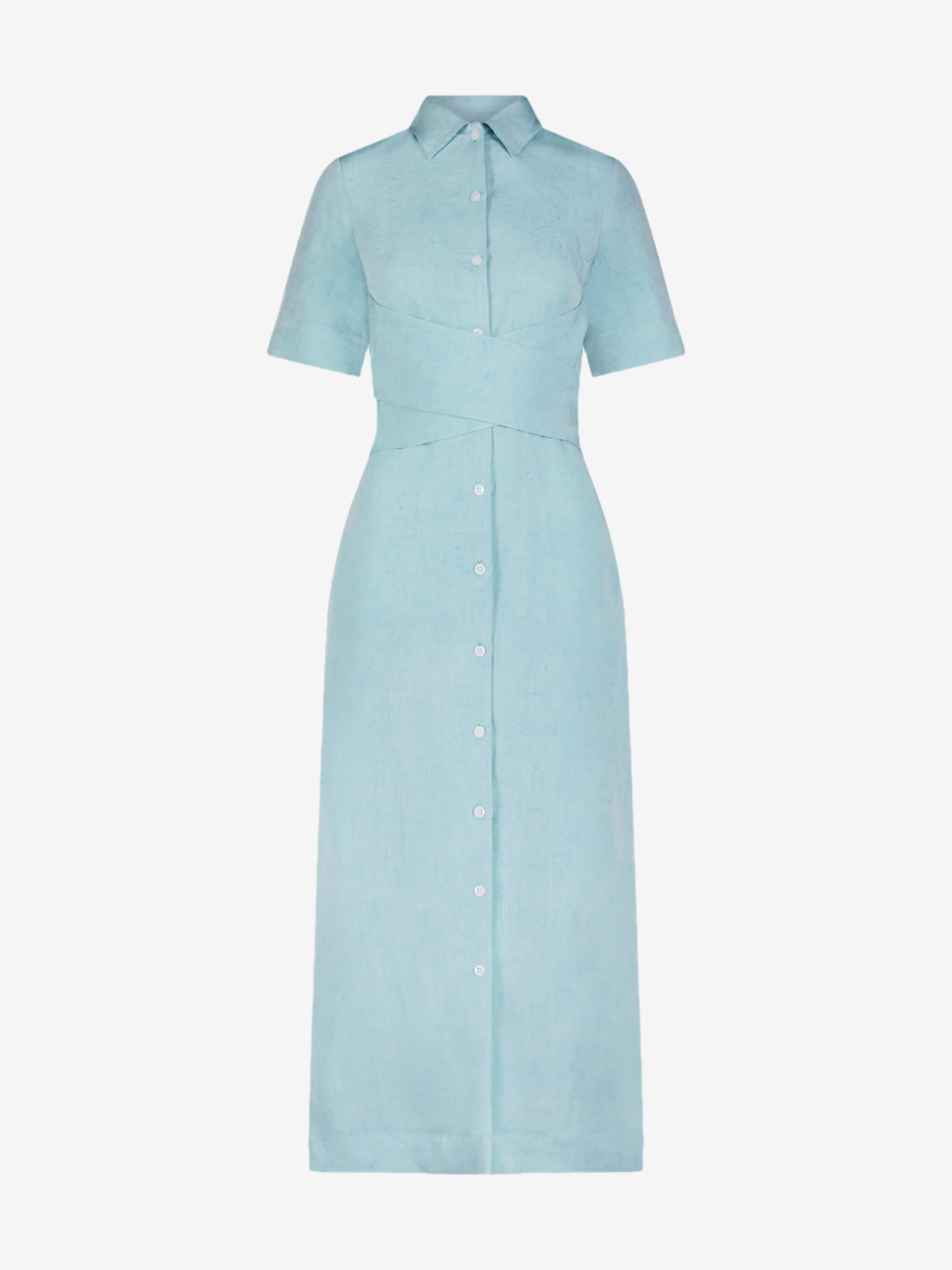 matthew bruch linen dress Matthew Bruch Women's Button-Up Midi Shirt Dress, Avocado Striped Tencel Linen | Size: 4