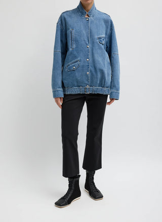 Tibi Classic Denim Moto Bomber
