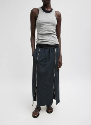 Tibi Nylon Zipper Maxi Skirt