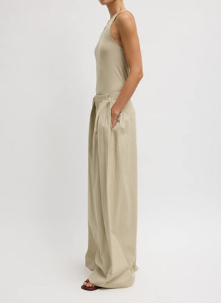 Tibi Spring Twill Tucked Pleated Pants
