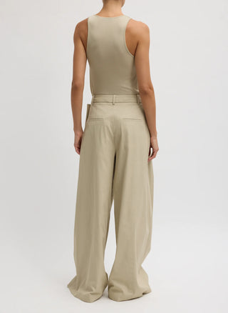 Tibi Spring Twill Tucked Pleated Pants