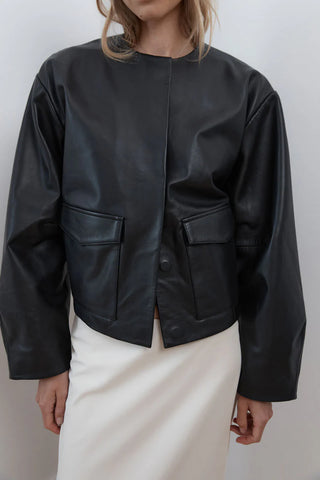 St. Agni Utility Cocoon Leather Bomber
