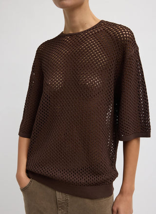 Tibi Crochet Netting Oversized Easy T-Shirt