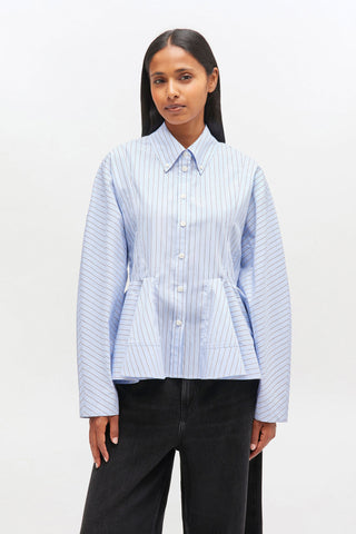 Ganni Stripe Peplum Shirt