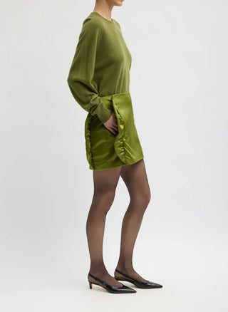 Tibi Satin Ruffle Skirt