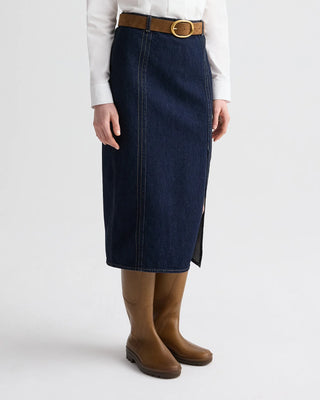 TWP Denim Seamed Skirt