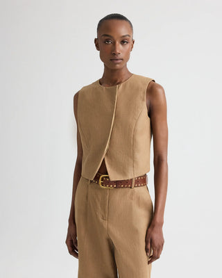 TWP High Neck Hidden Placket Vest
