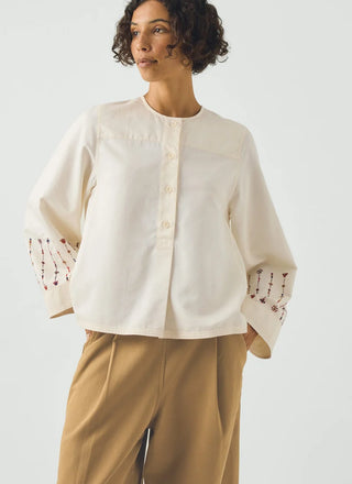 Toast Embroidered Sleeve Top