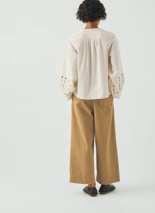 Toast Embroidered Sleeve Top