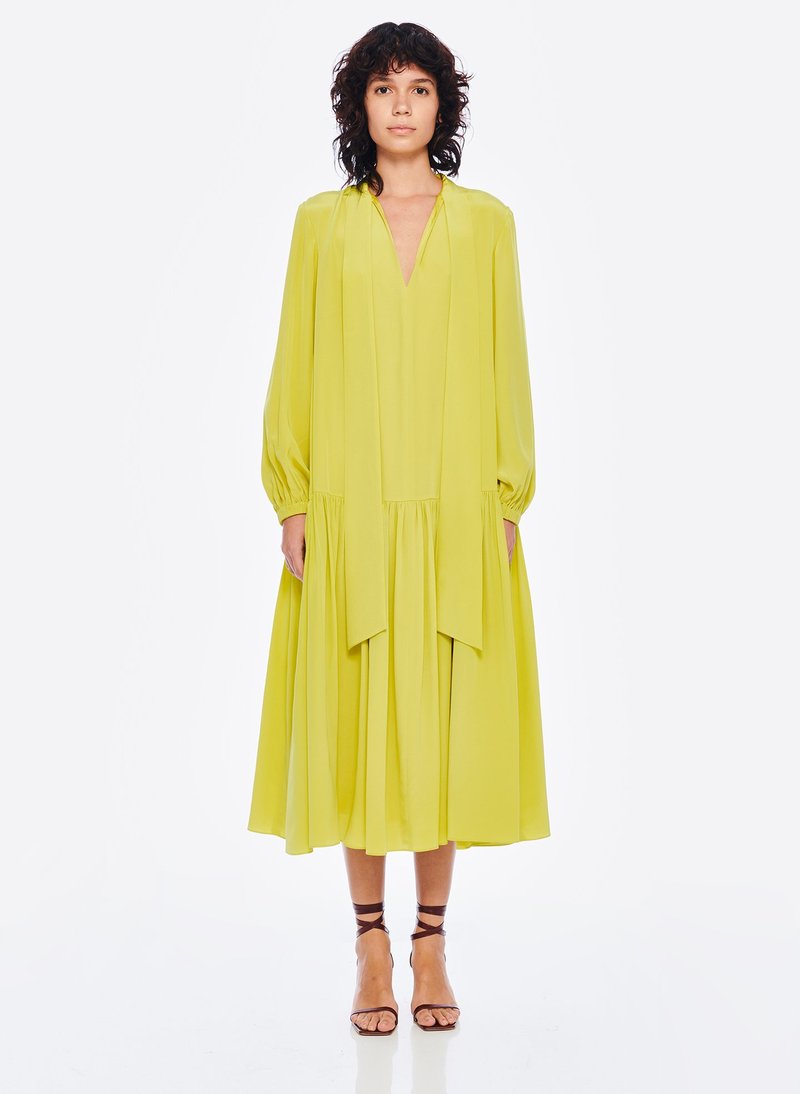 lime silk dress