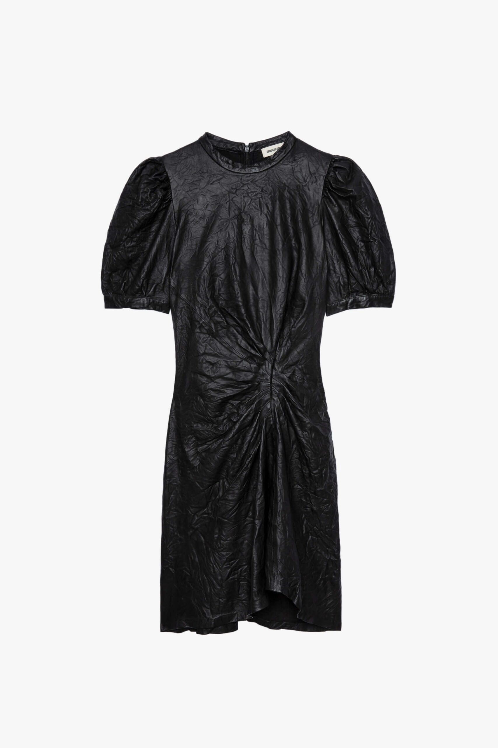 Zadig & Voltaire Rixe Crinkled Leather Dress, Black | Aria Online