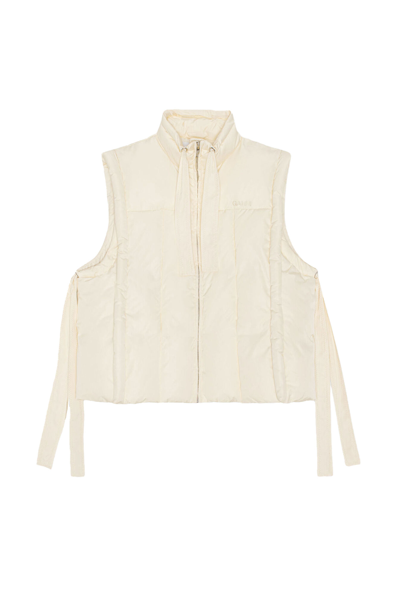 Ganni Shiny Puff Oversized Vest, Buttercream | Aria Online