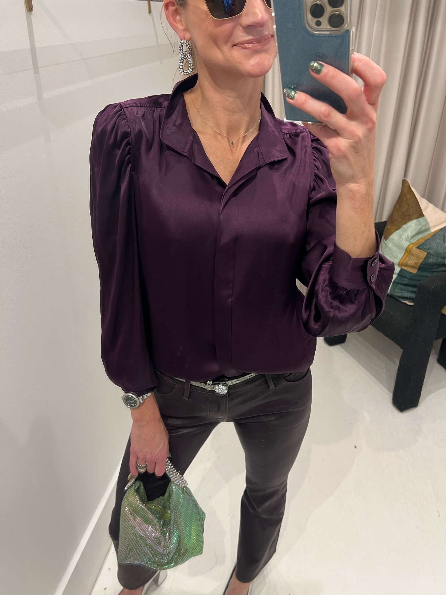 Frame Gillian Long Sleeve Top, Plum | Aria Online